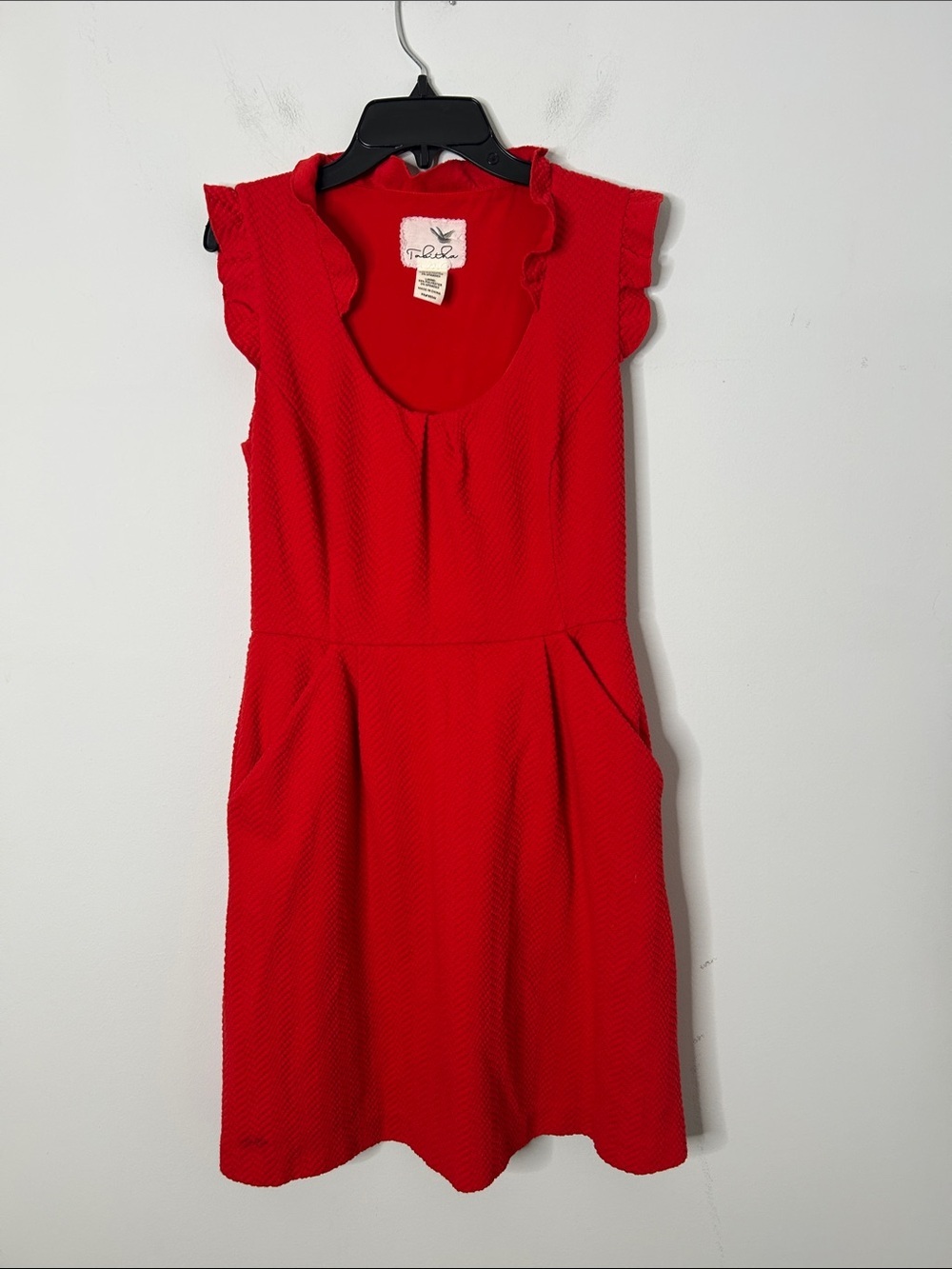 Anthropologie Tabitha Red Ruffle Textured Dress - Picture 2 of 6